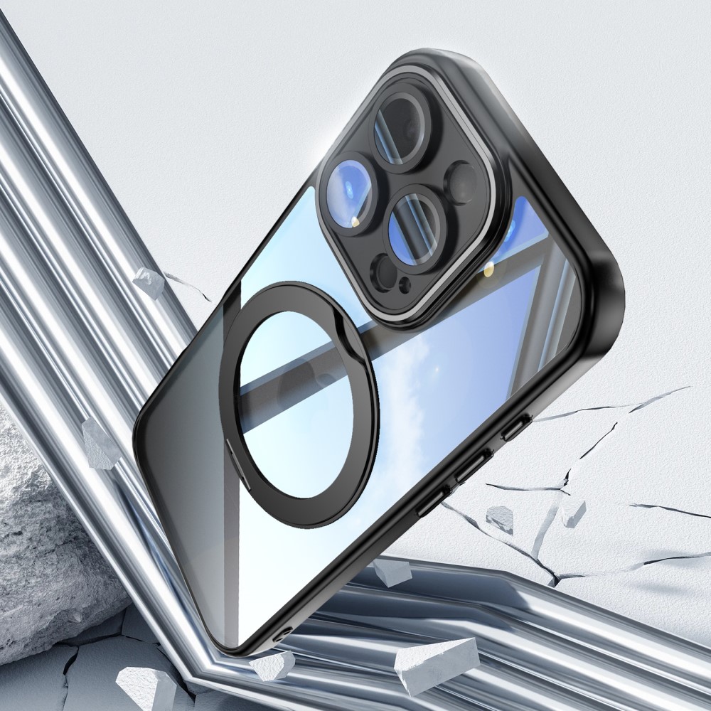  iPhone 16 Pro Skal MagSafe Kickstand Transparent/Svart - Teknikhallen.se