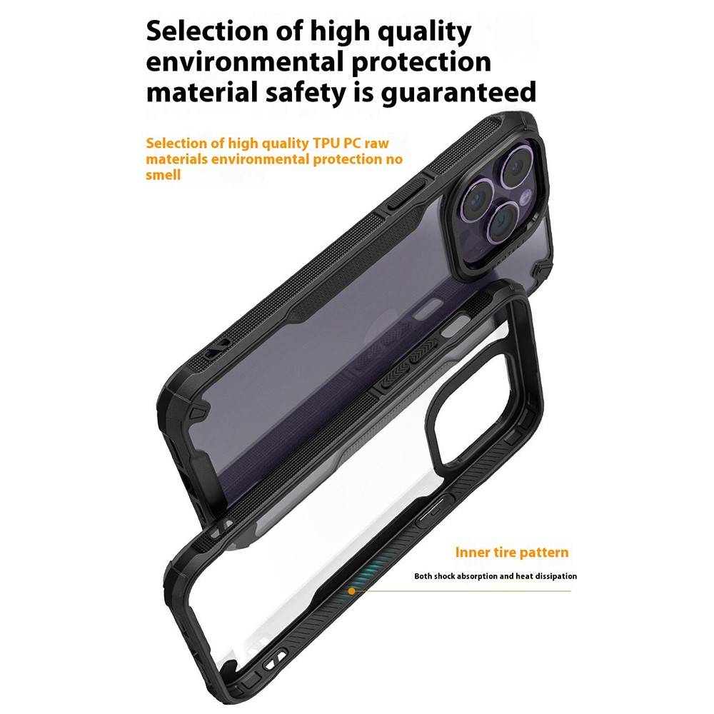  iPhone 16 Pro Skal Hybrid Transparent / Svart - Teknikhallen.se