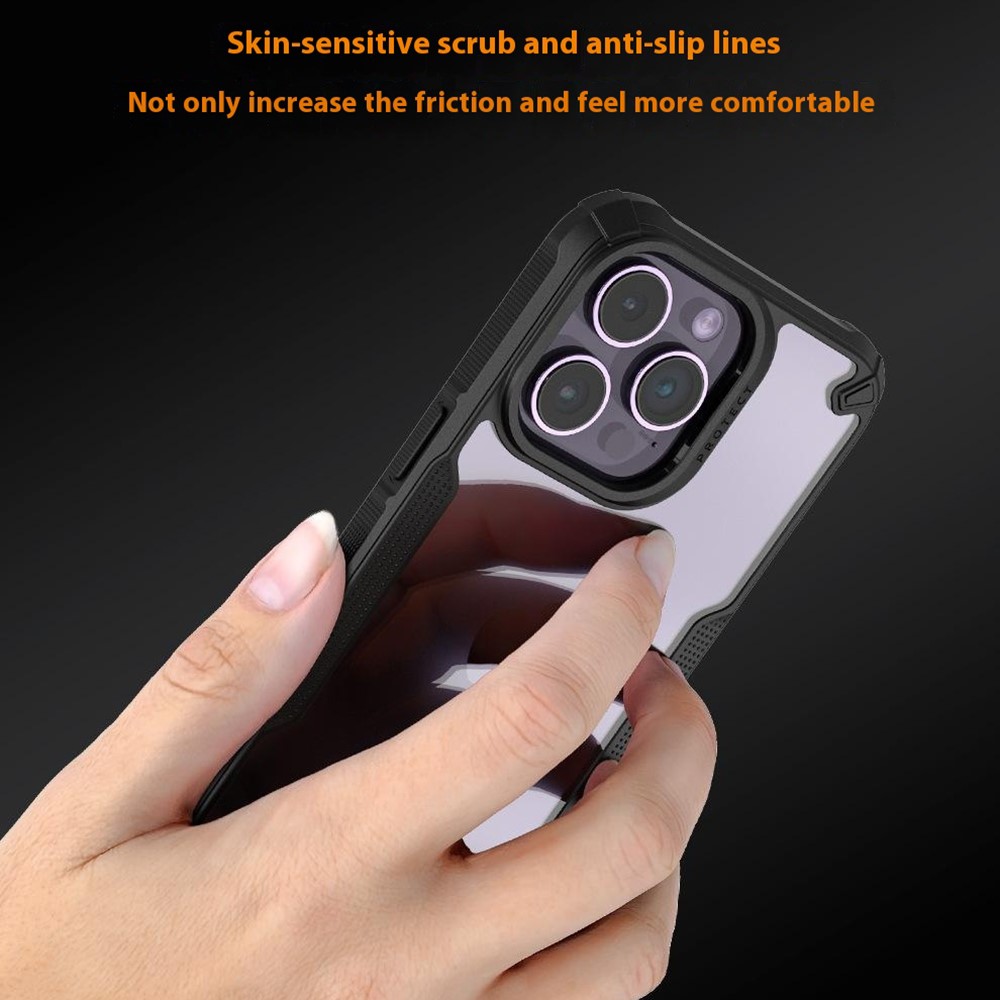  iPhone 16 Pro Skal Hybrid Transparent / Svart - Teknikhallen.se