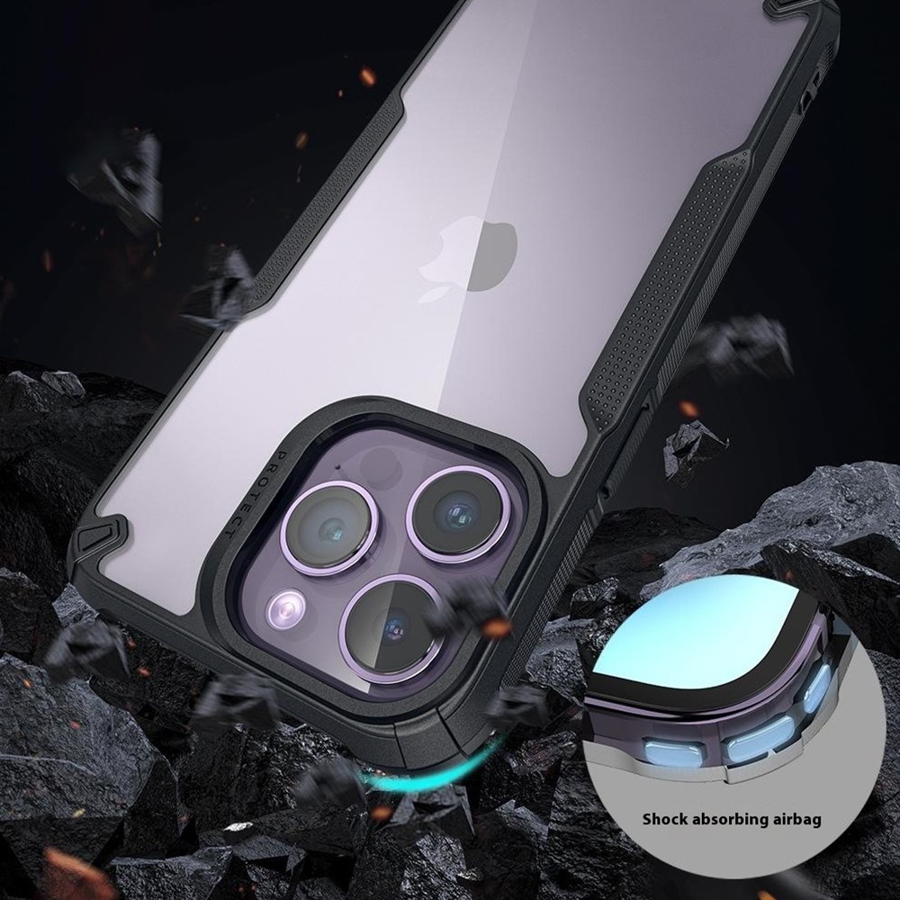  iPhone 16 Pro Skal Hybrid Transparent / Svart - Teknikhallen.se