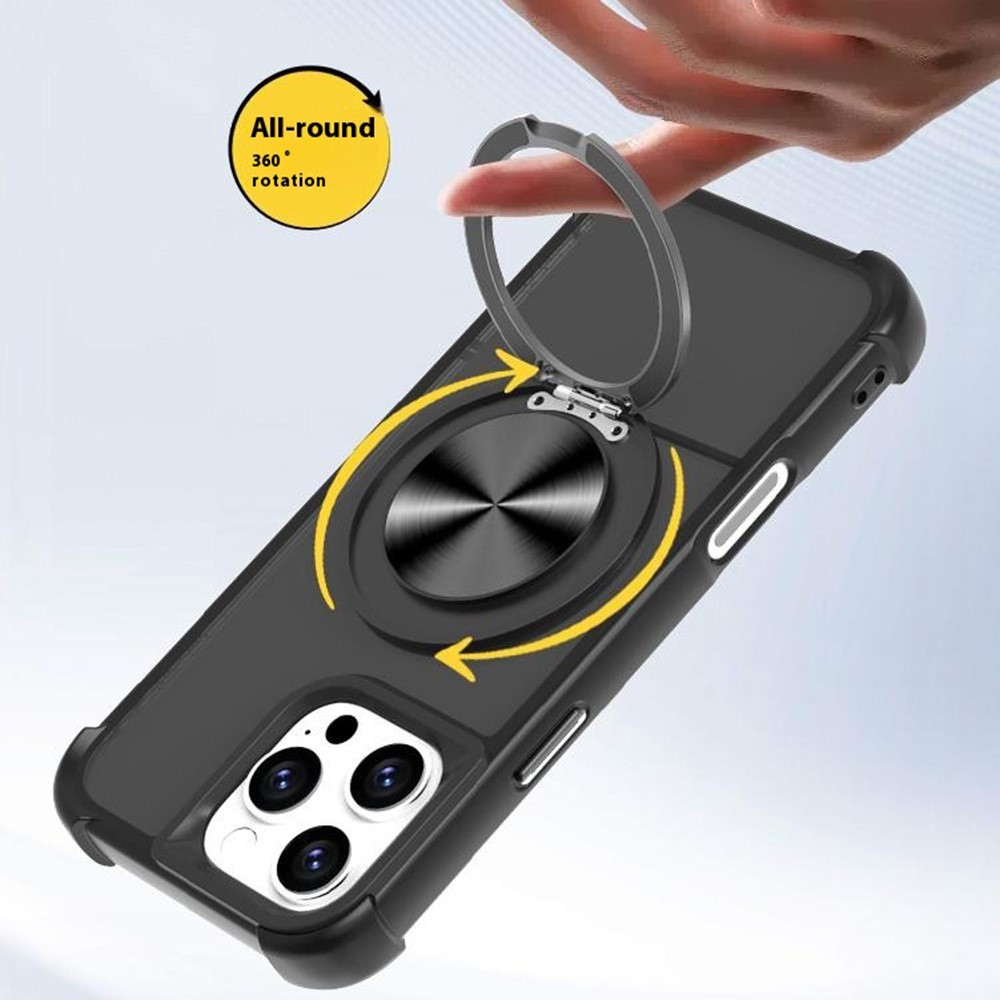  iPhone 16 Pro Max Skal MagSafe Kickstand Hybrid Svart - Teknikhallen.se