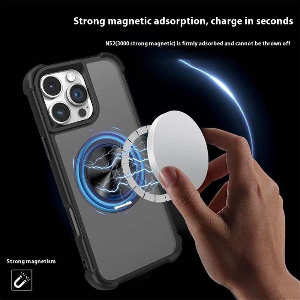  iPhone 16 Pro Max Skal MagSafe Kickstand Hybrid Svart - Teknikhallen.se