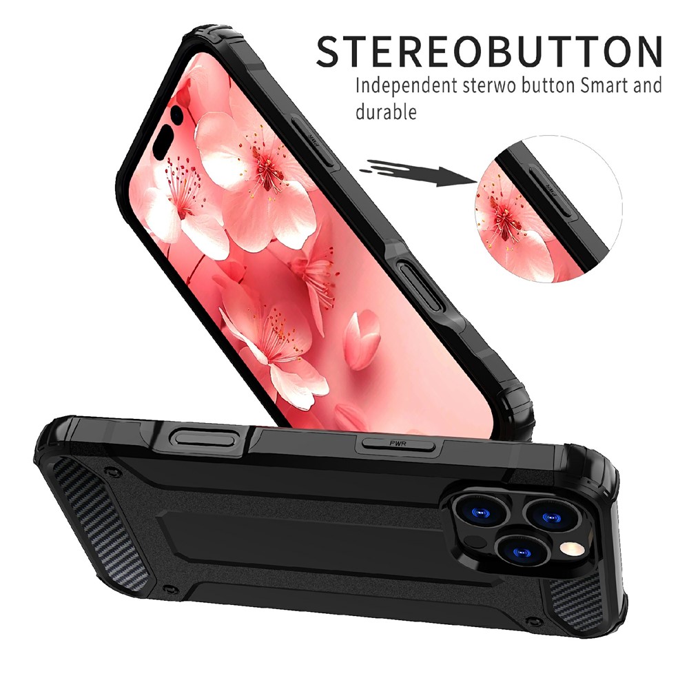  iPhone 16 Pro Skal Shockproof Armor Hybrid Svart - Teknikhallen.se