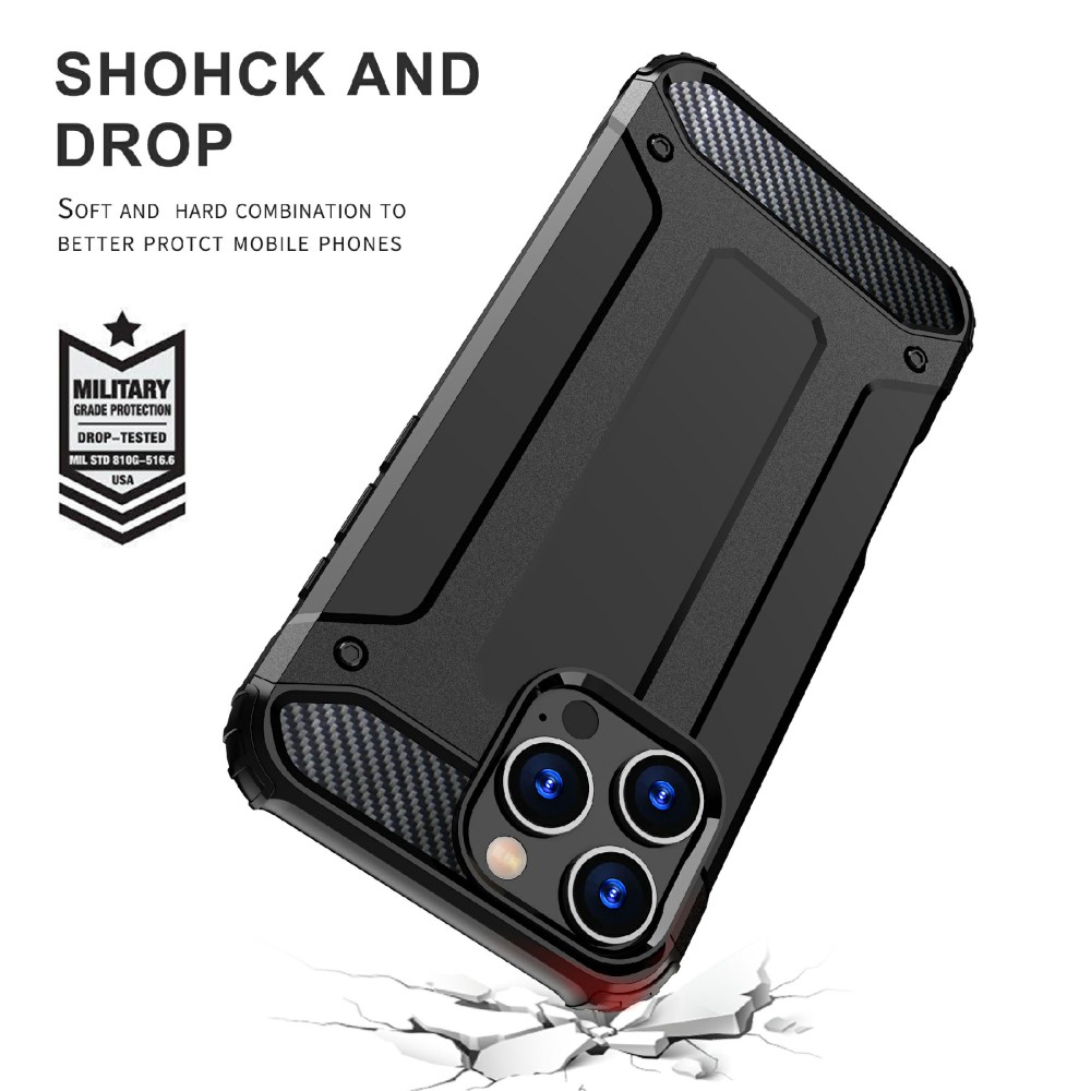  iPhone 16 Pro Skal Shockproof Armor Hybrid Svart - Teknikhallen.se