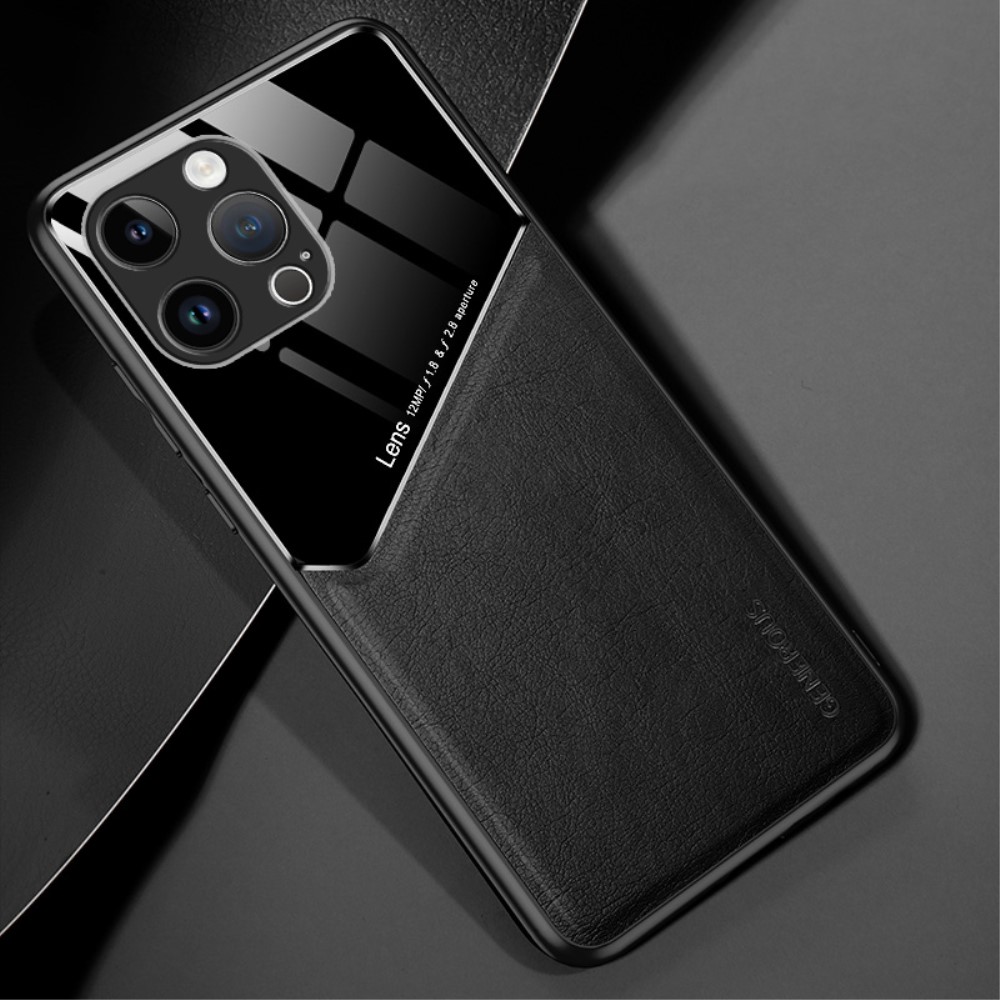  iPhone 16 Pro Max Skal Med Inbyggd Magnetplatta Läder Svart - Teknikhallen.se