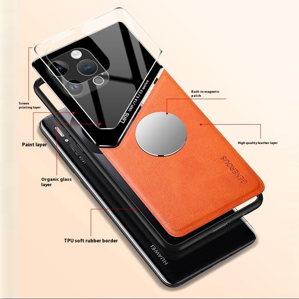  iPhone 16 Pro Max Skal Med Inbyggd Magnetplatta Läder Svart - Teknikhallen.se