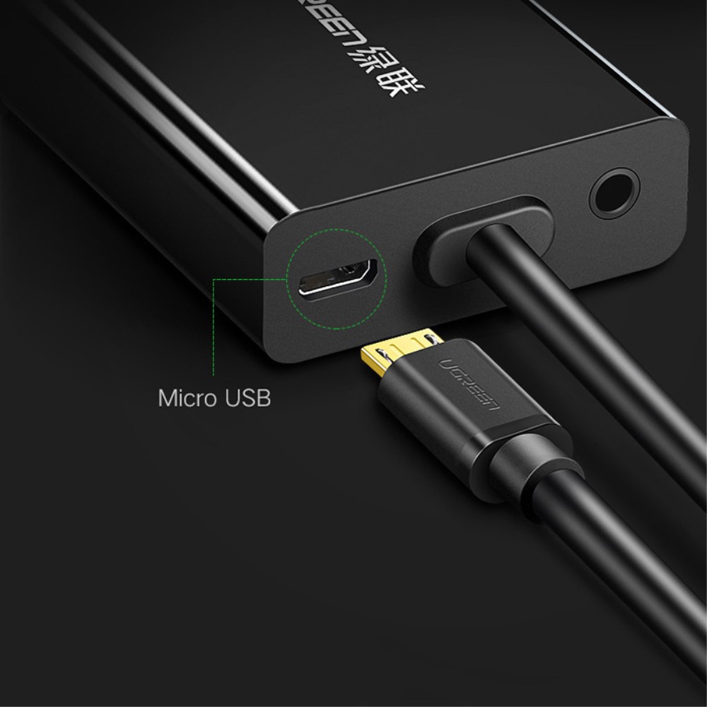 UGREEN UGREEN 1080p Micro HDMI Till VGA Adapter Svart - Teknikhallen.se