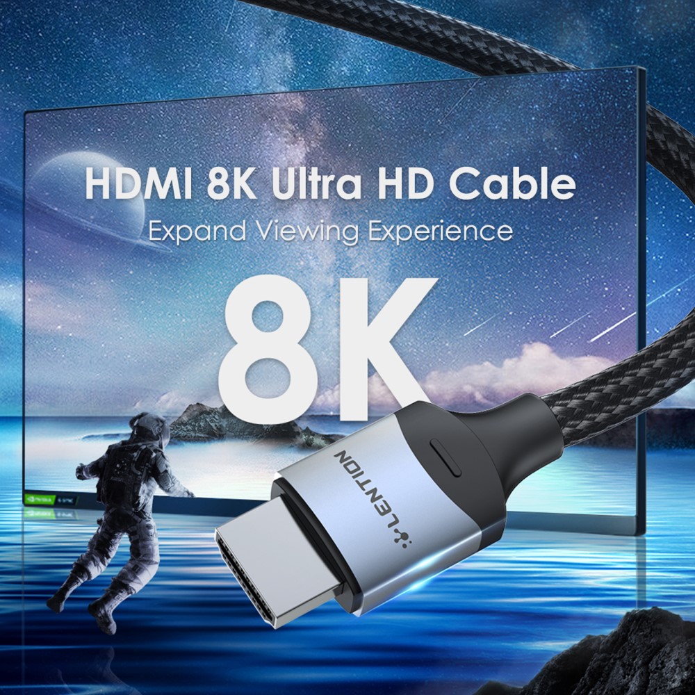 LENTION LENTION 1.5m 8K HDMI - HDMI Kabel Svart - Teknikhallen.se