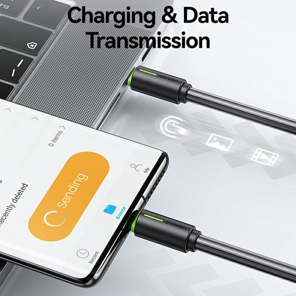 USAMS USAMS 1m 60W USB-C - USB-C Kabel Svart - Teknikhallen.se