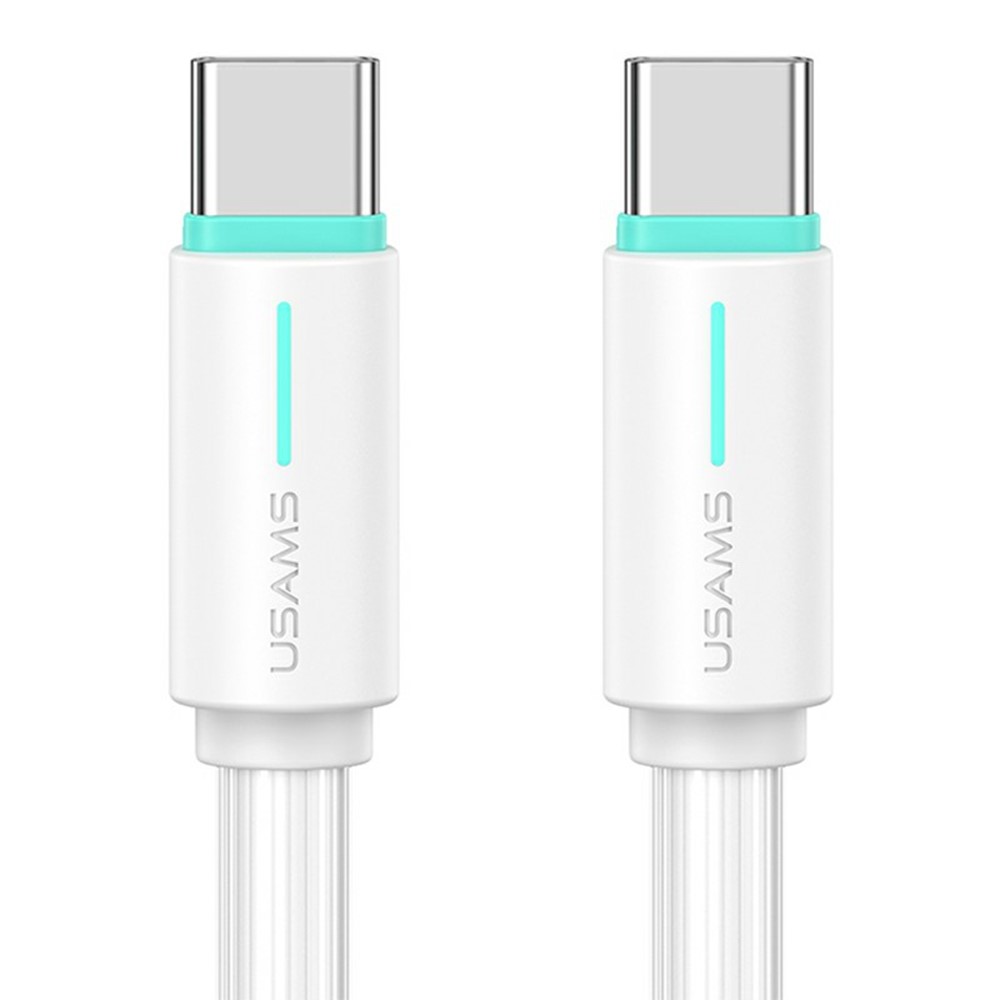 USAMS USAMS 1m 60W USB-C - USB-C Kabel Vit - Teknikhallen.se