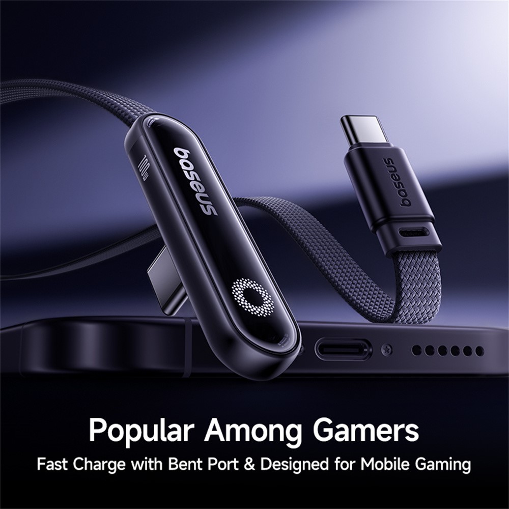 BASEUS Baseus 1m 100W USB-C - USB-C Elbow Kabel Svart - Teknikhallen.se
