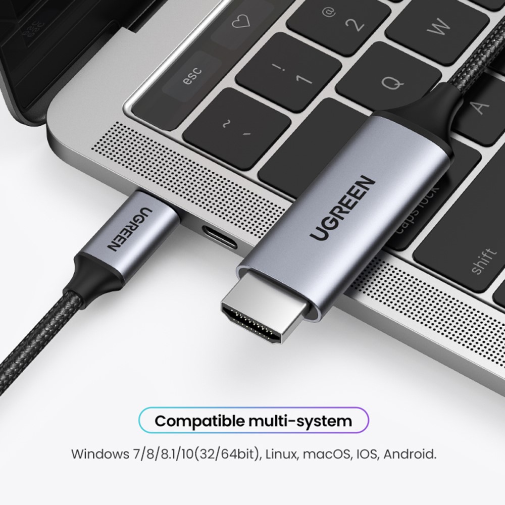 UGREEN UGREEN 1.5m 4K 60Hz USB-C - HDMI Kabel Svart - Teknikhallen.se