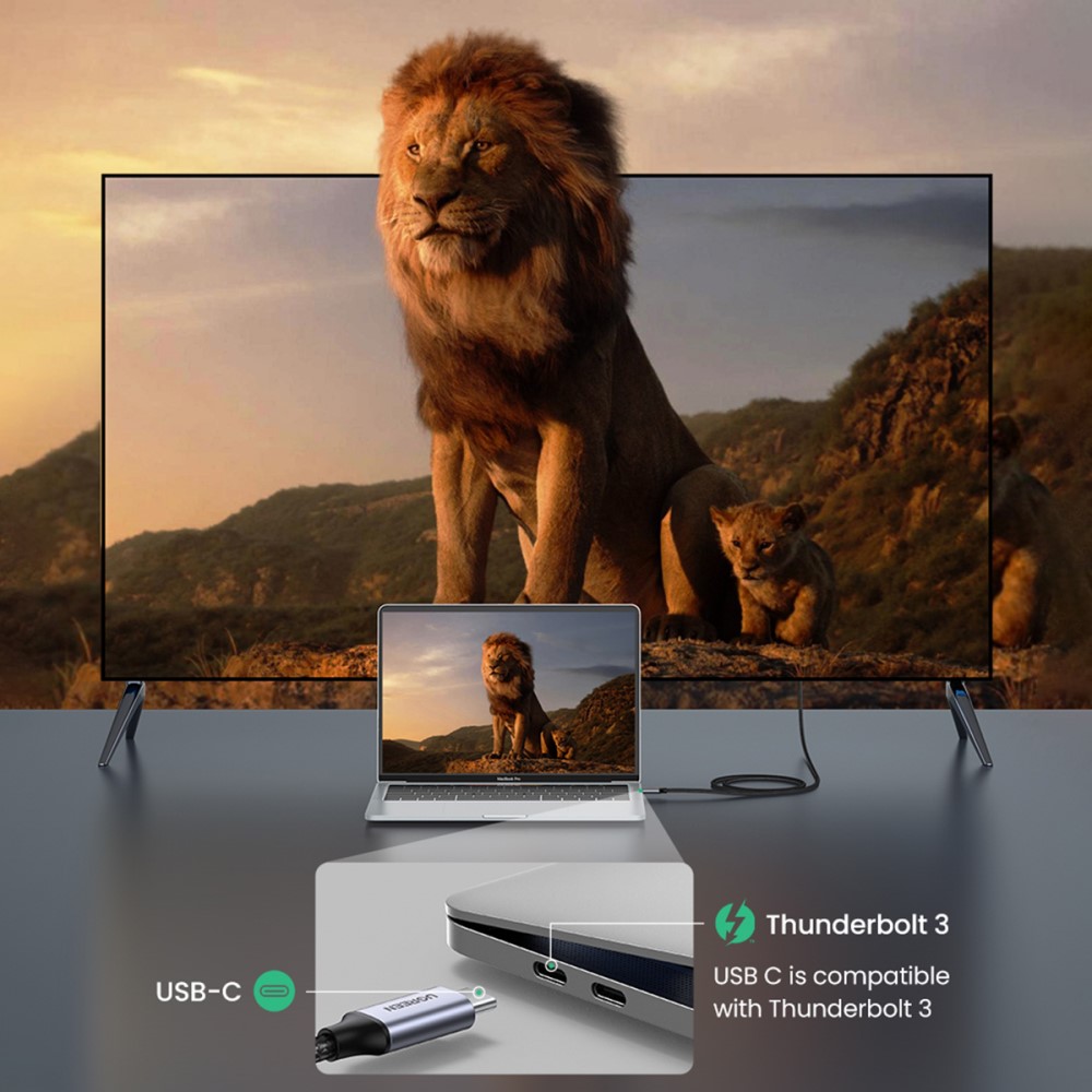 UGREEN UGREEN 1.5m 4K 60Hz USB-C - HDMI Kabel Svart - Teknikhallen.se