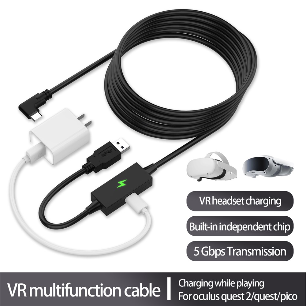 AMVR AMVR 5m Link Kabel Med Laddningsport USB-C Svart - Teknikhallen.se