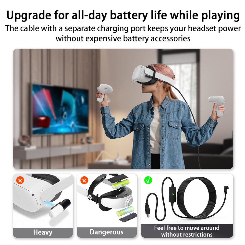 AMVR AMVR 5m Link Kabel Med Laddningsport USB-C Svart - Teknikhallen.se
