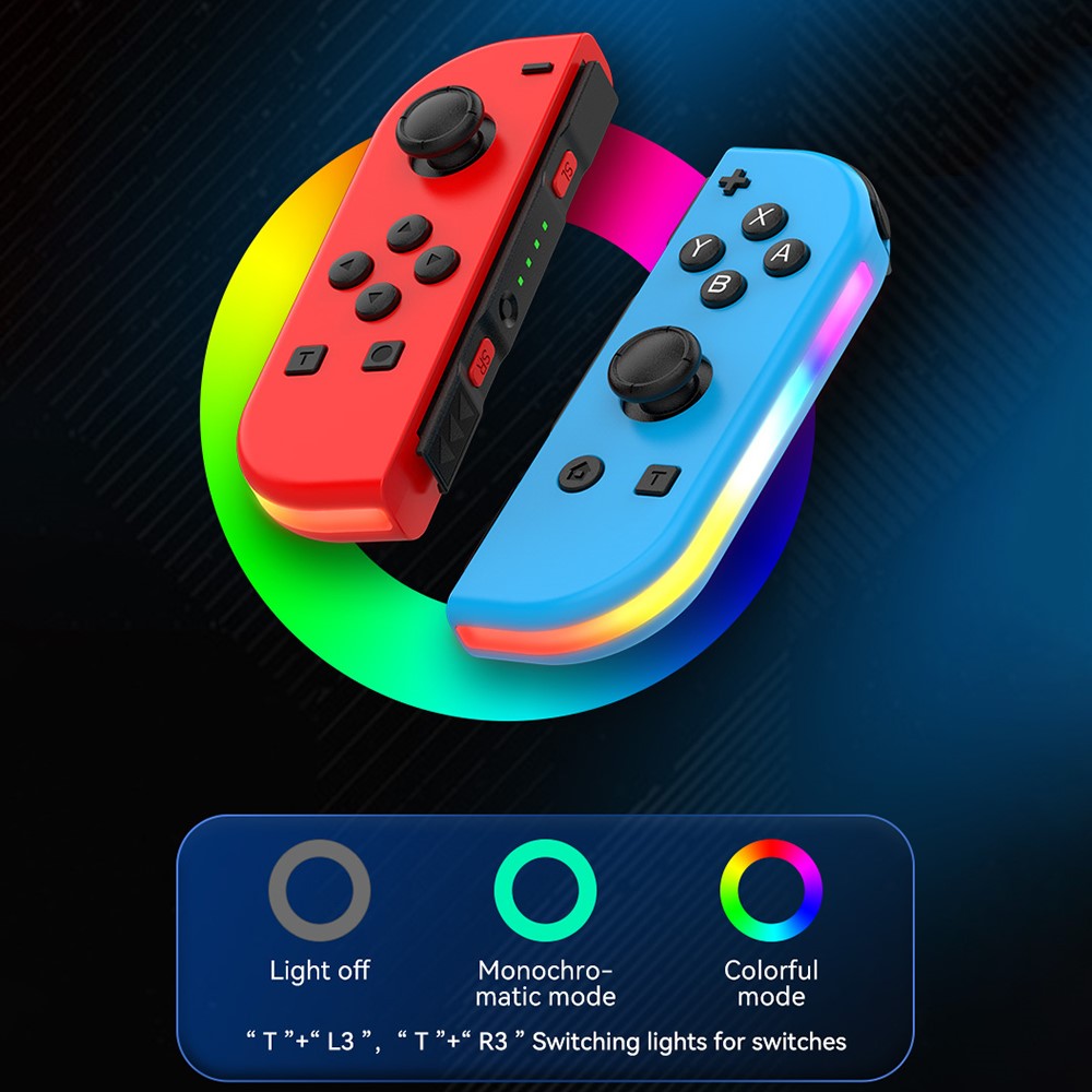 DOBE DOBE Nintendo Switch Joy-Con Kontroll RGB Röd / Blå - Teknikhallen.se
