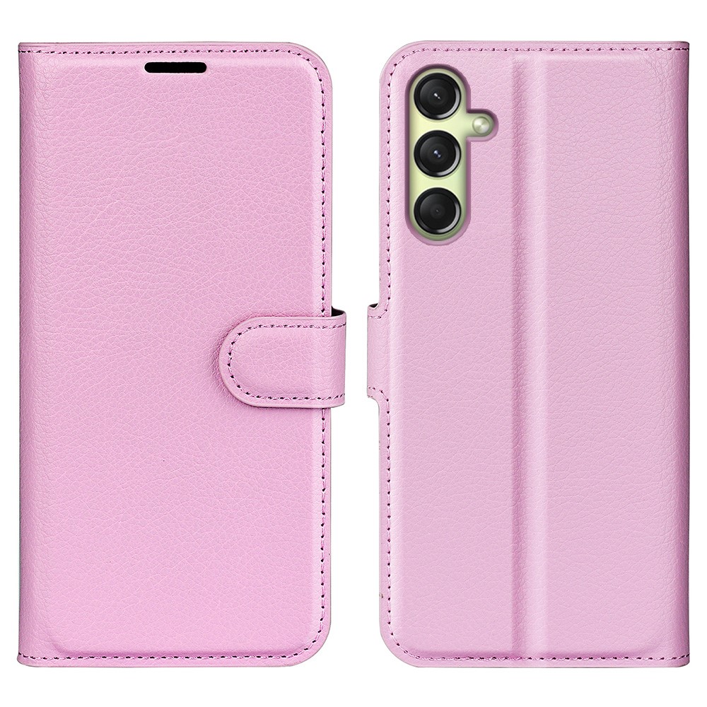  Samsung Galaxy A16 Fodral Litchi Läder Ljus Rosa - Teknikhallen.se