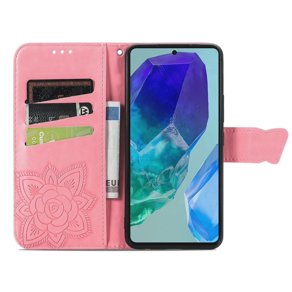  Samsung Galaxy A16 Fodral Med Fjäril Tryck Rosa - Teknikhallen.se