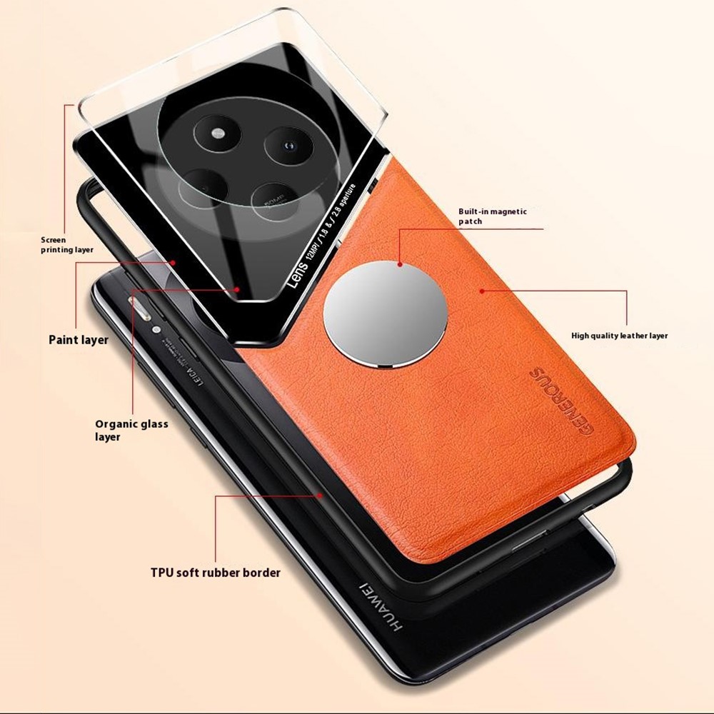  Xiaomi Redmi 14C Skal Med Inbyggd Magnetplatta Läder Orange - Teknikhallen.se