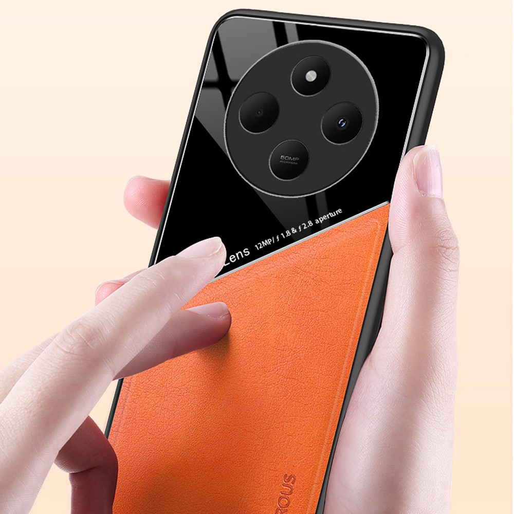  Xiaomi Redmi 14C Skal Med Inbyggd Magnetplatta Läder Orange - Teknikhallen.se