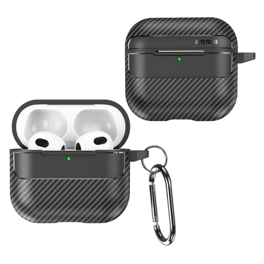  AirPods 4 Skal Med Krok TPU Kolfiber Textur Svart - Teknikhallen.se