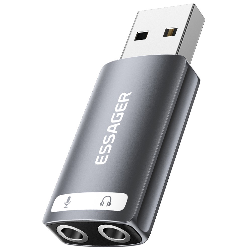 ESSAGER ESSAGER USB-A till 2x AUX 3.5mm Adapter - Teknikhallen.se