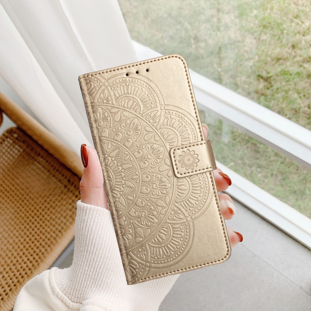  Samsung Galaxy A16 / A26 5G Fodral Mandala Läder Guld - Teknikhallen.se