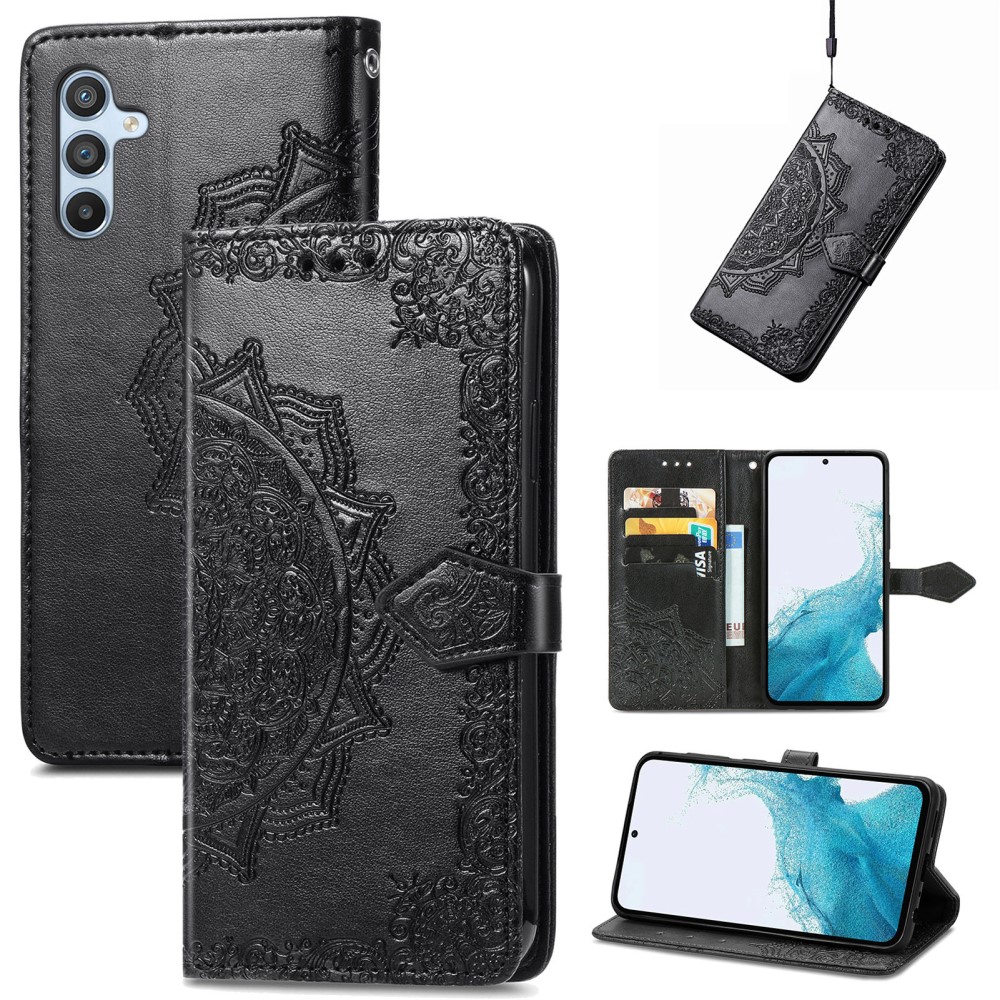  Samsung Galaxy A36 5G/A56 5G Fodral Mandala Läder Svart - Teknikhallen.se