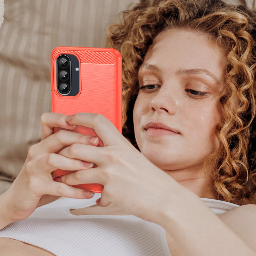  Samsung Galaxy A56 5G / A36 5G Skal Borstad Stål Röd - Teknikhallen.se
