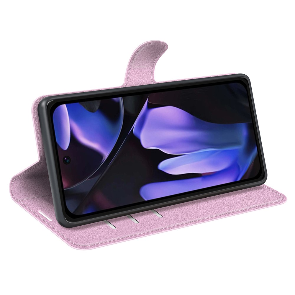  Google Pixel 9a Fodral Litchi Läder Ljus Rosa - Teknikhallen.se