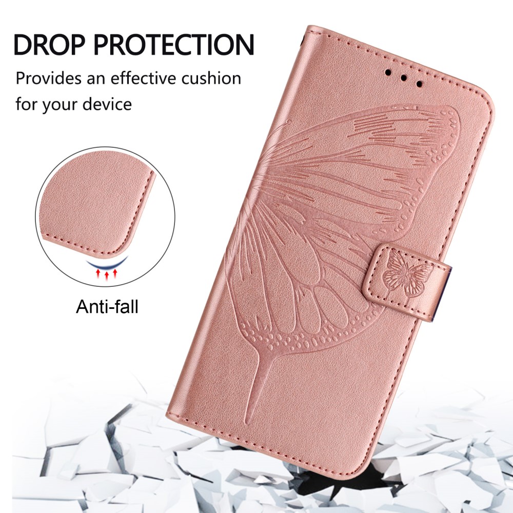  Google Pixel 9a Fodral Fjäril Tryck Roséguld - Teknikhallen.se