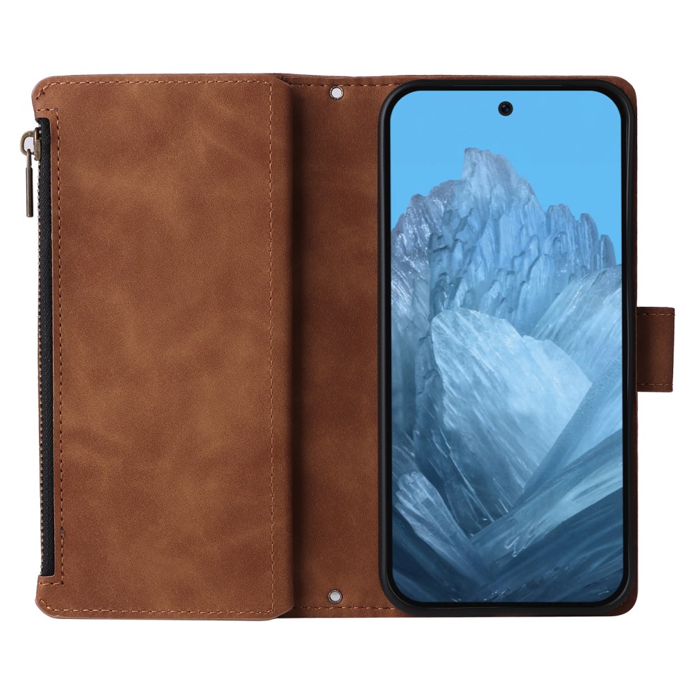  Google Pixel 9a Fodral Multifunktionellt Läder Brun - Teknikhallen.se