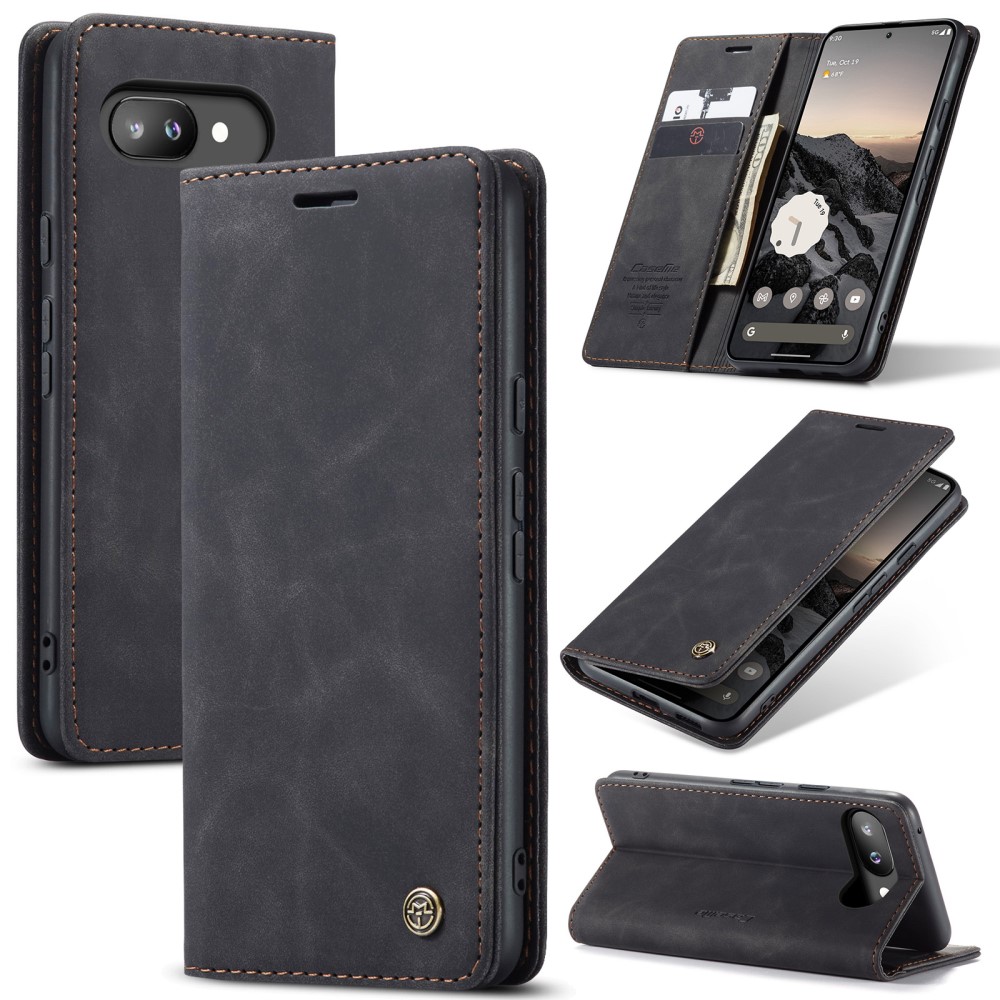 CASEME CASEME Google Pixel 9a Fodral Flip Retro Läder Svart - Teknikhallen.se