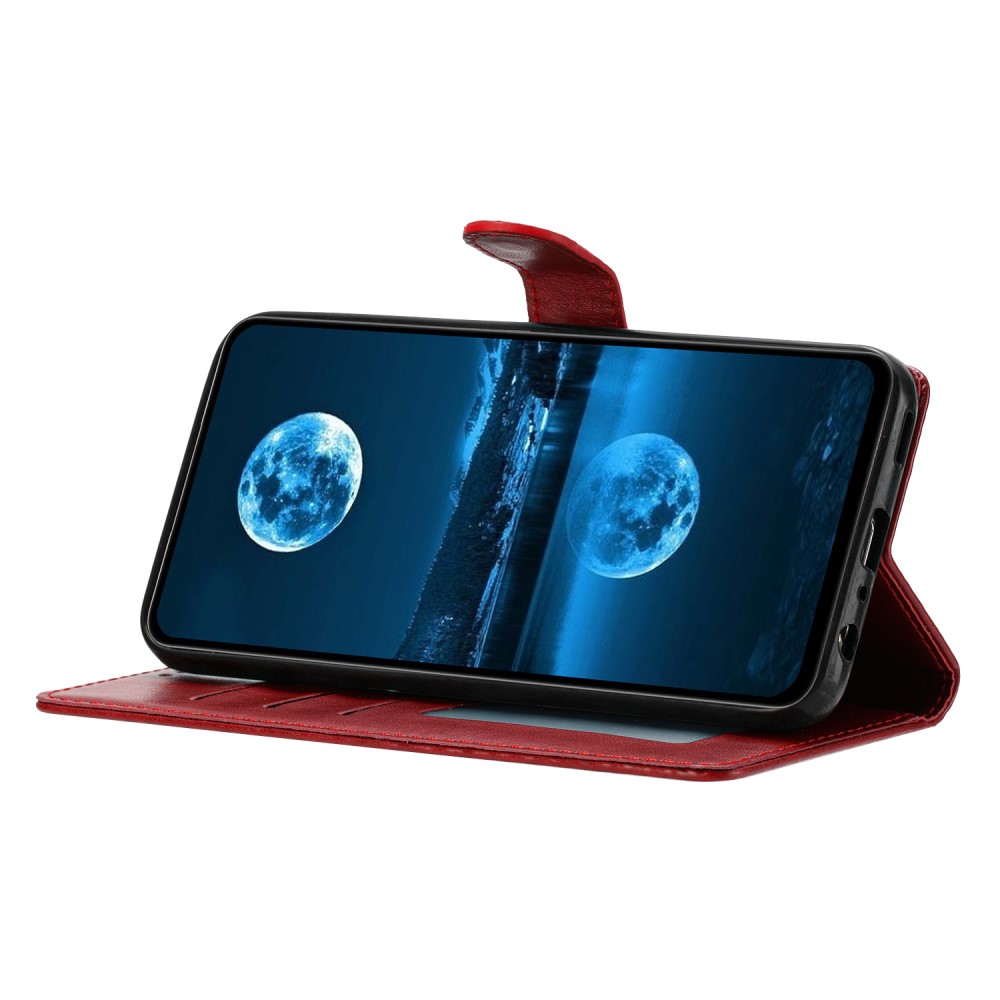  Samsung Galaxy S25 Edge Fodral Läder Röd - Teknikhallen.se