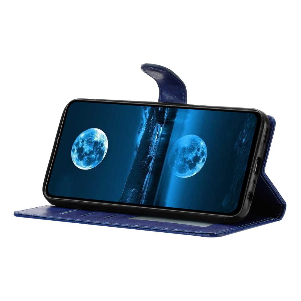  Samsung Galaxy S25 Edge Fodral Läder Blå - Teknikhallen.se