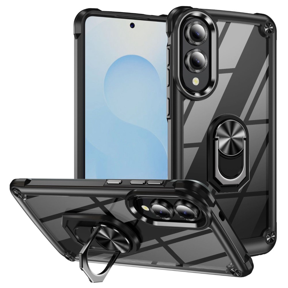  Samsung Galaxy S25 Edge Skal Shockproof Ring Hybrid Svart - Teknikhallen.se