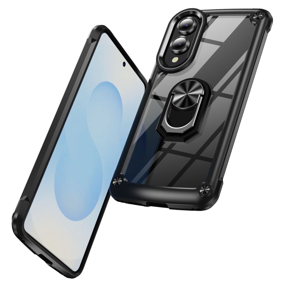  Samsung Galaxy S25 Edge Skal Shockproof Ring Hybrid Svart - Teknikhallen.se