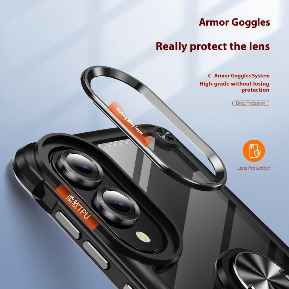  Samsung Galaxy S25 Edge Skal Shockproof Ring Hybrid Svart - Teknikhallen.se