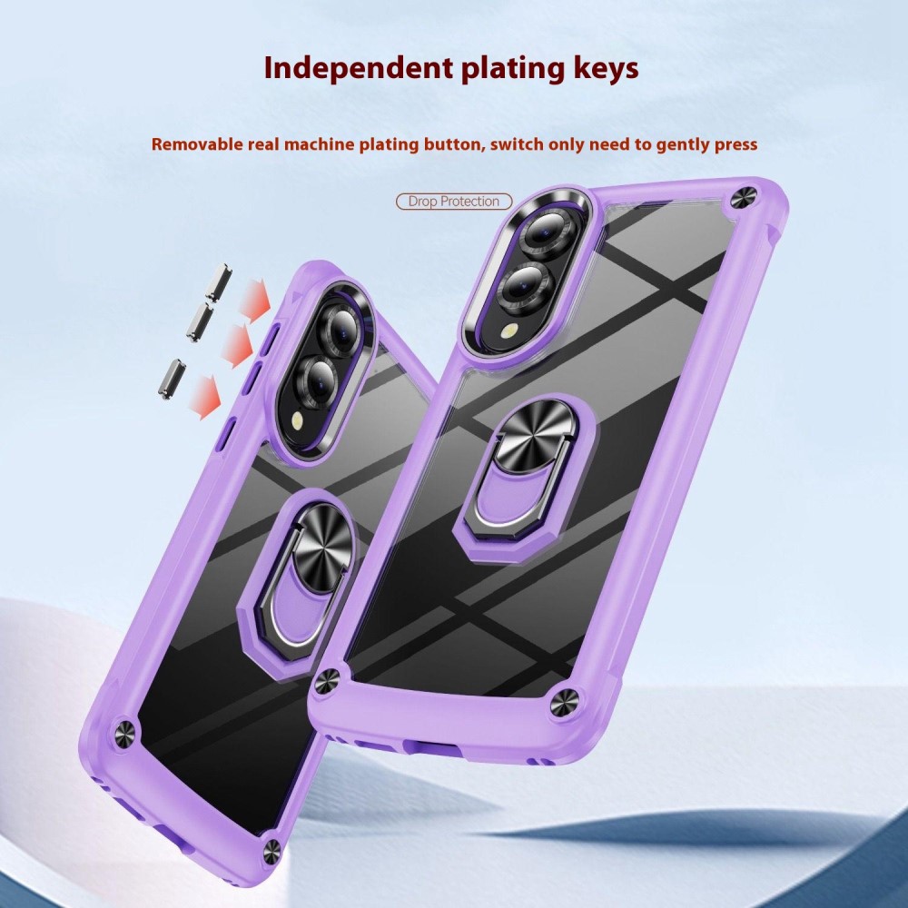  Samsung Galaxy S25 Edge Skal Shockproof Ring Hybrid Lila - Teknikhallen.se