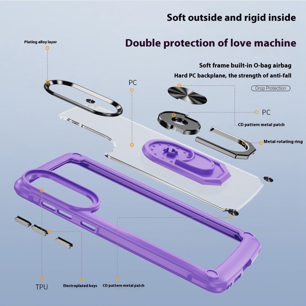  Samsung Galaxy S25 Edge Skal Shockproof Ring Hybrid Lila - Teknikhallen.se