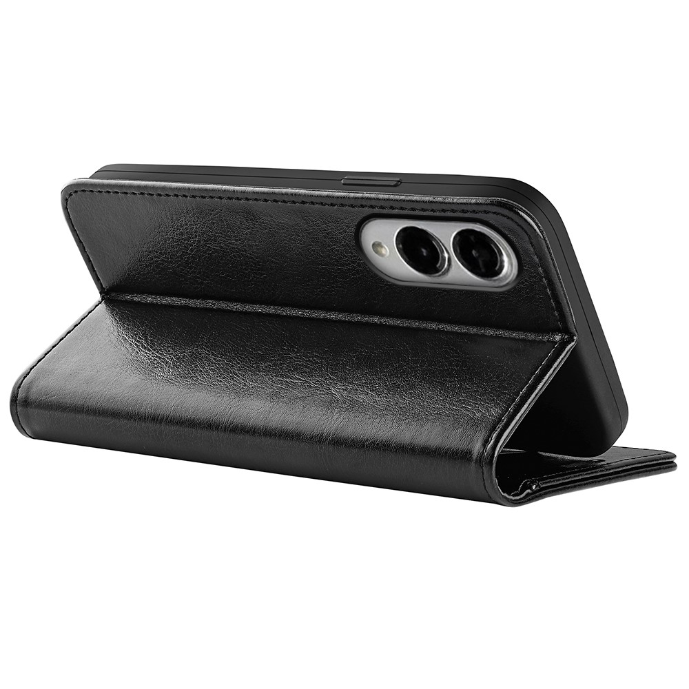  Samsung Galaxy S25 Edge Fodral Crazy Horse Läder Svart - Teknikhallen.se