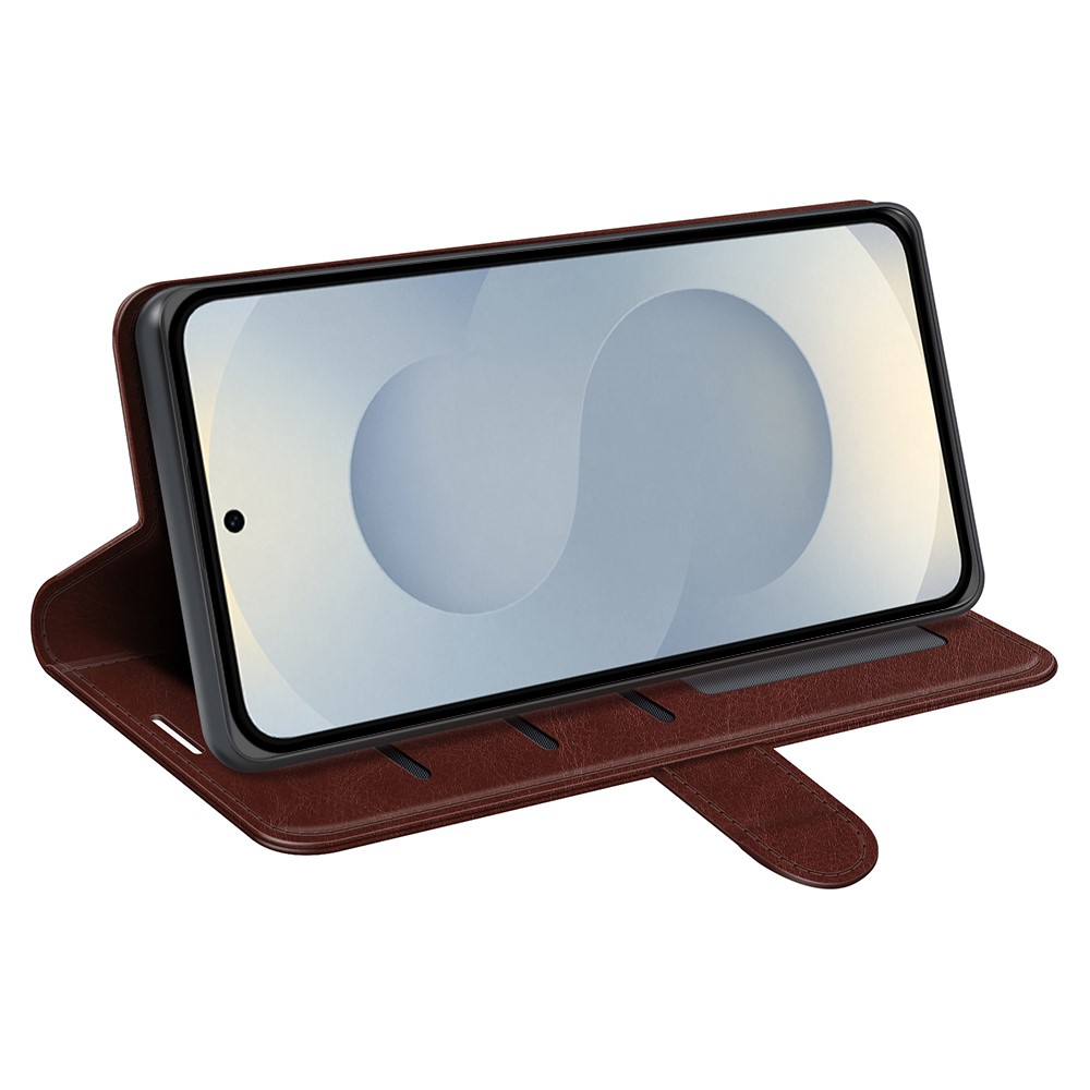  Samsung Galaxy S25 Edge Fodral Crazy Horse Läder Brun - Teknikhallen.se