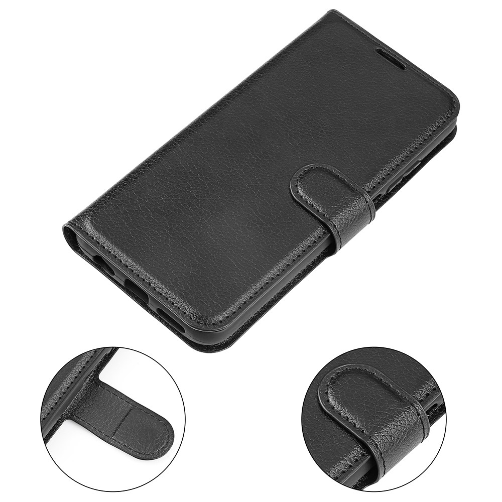  Samsung Galaxy S25 Edge Fodral Litchi Läder Svart - Teknikhallen.se