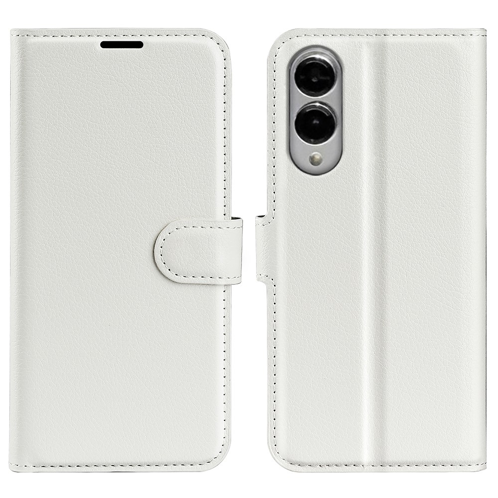  Samsung Galaxy S25 Edge Fodral Litchi Läder Vit - Teknikhallen.se