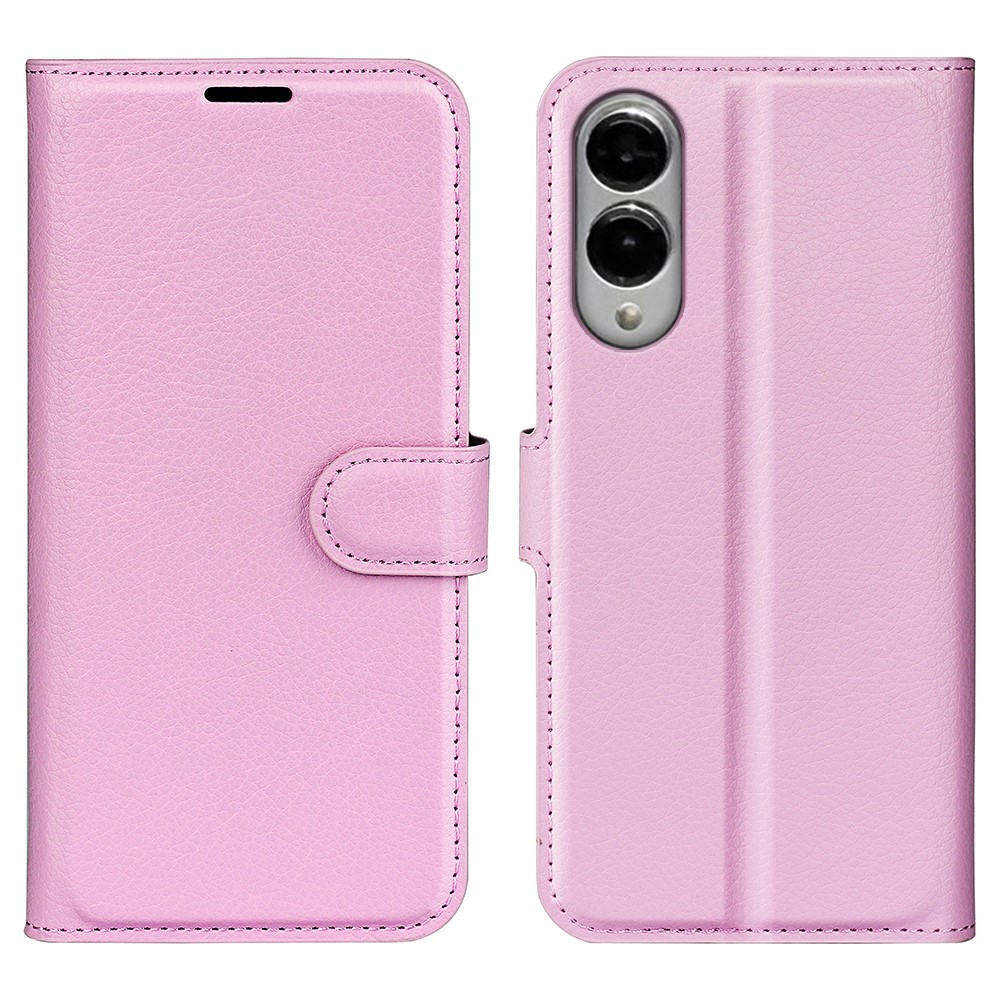  Samsung Galaxy S25 Edge Fodral Litchi Läder Ljus Rosa - Teknikhallen.se
