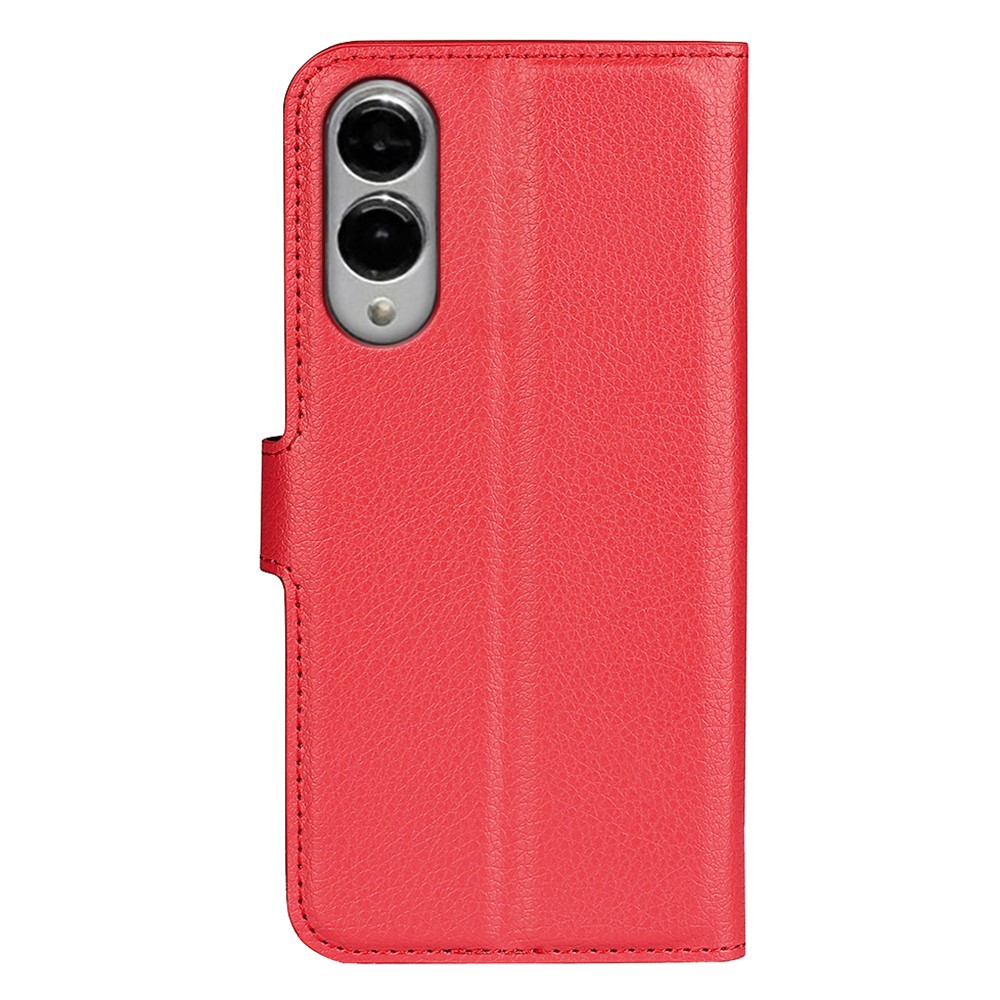  Samsung Galaxy S25 Edge Fodral Litchi Läder Röd - Teknikhallen.se