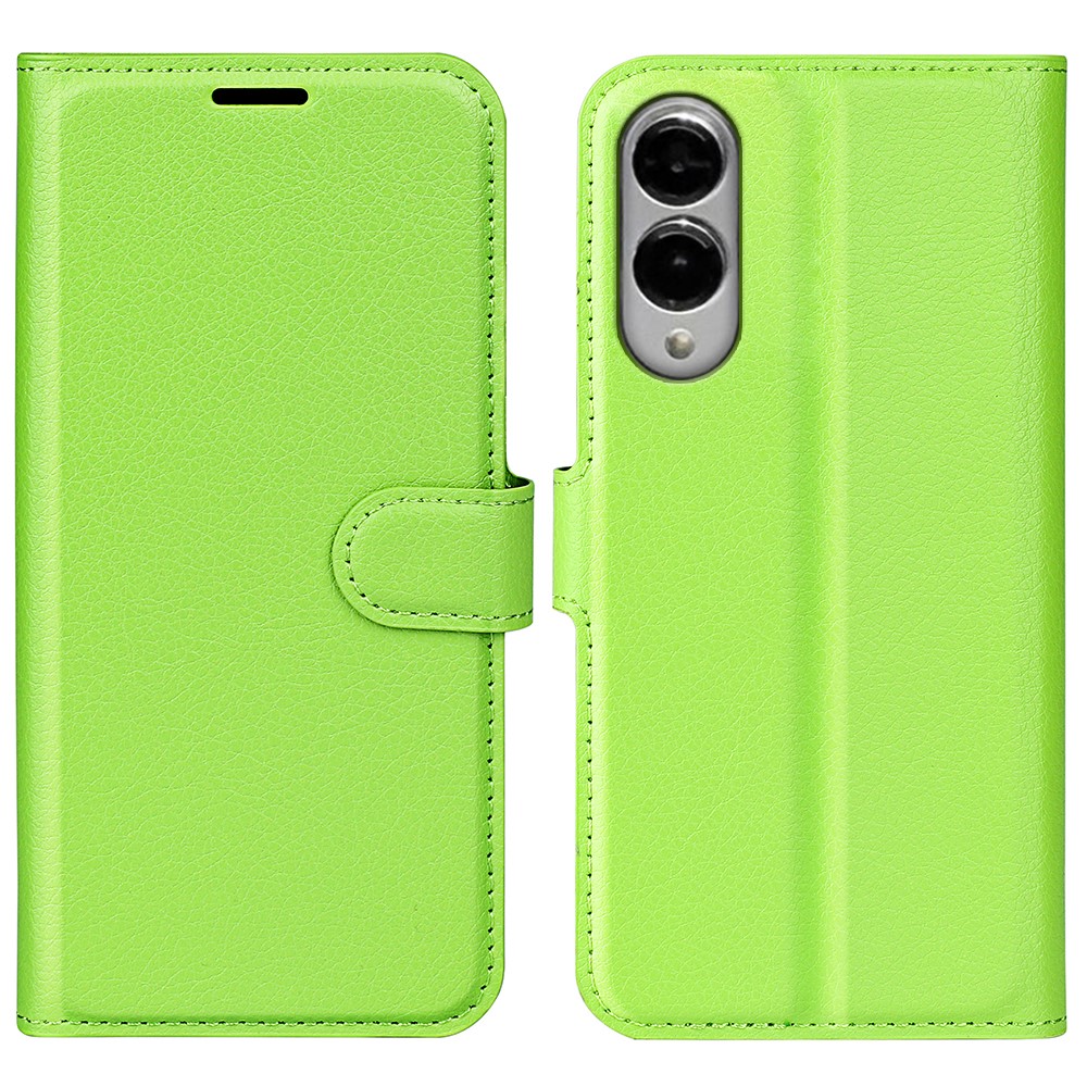 Samsung Galaxy S25 Edge Fodral Litchi Läder Grön - Teknikhallen.se