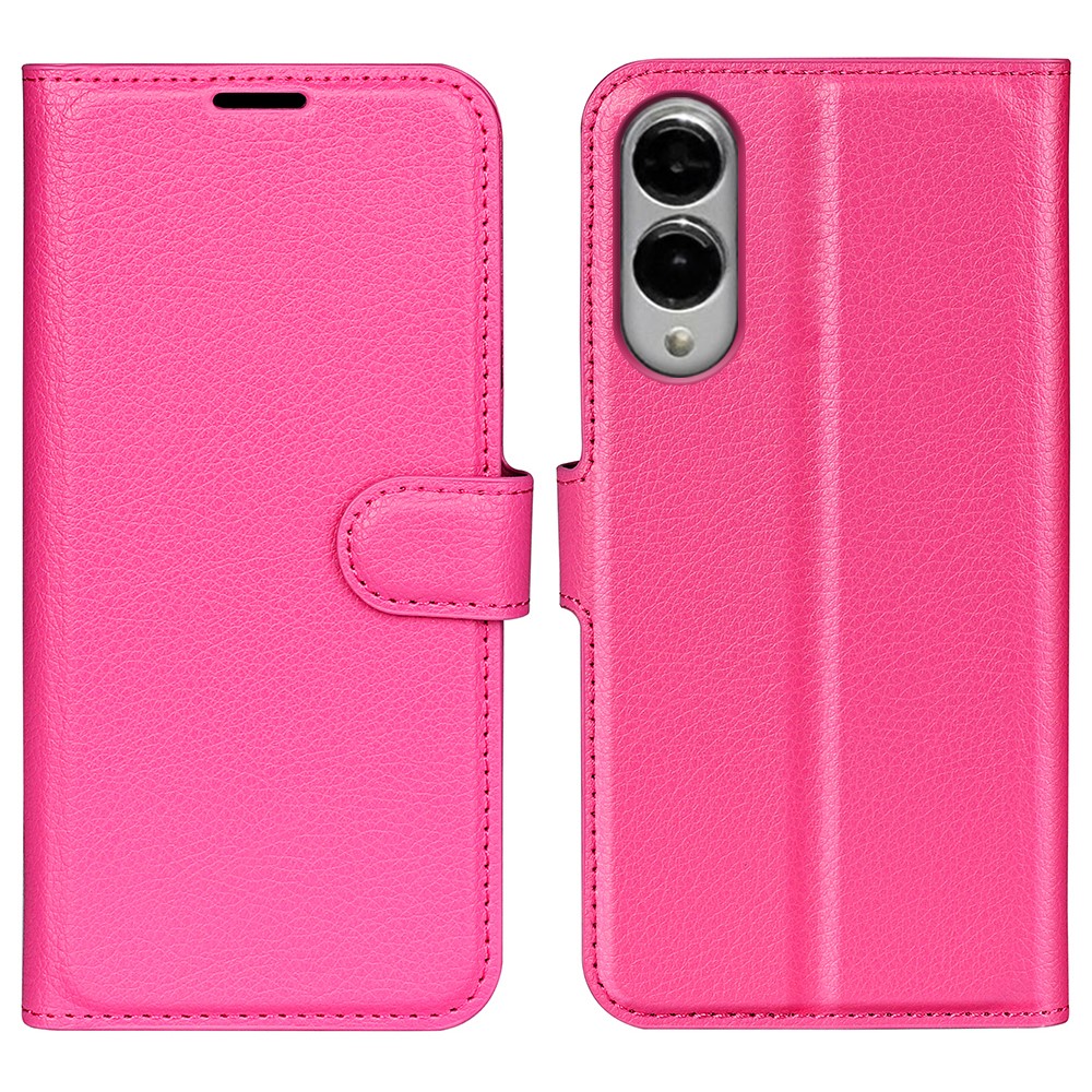 Samsung Galaxy S25 Edge Fodral Litchi Läder Rosa - Teknikhallen.se