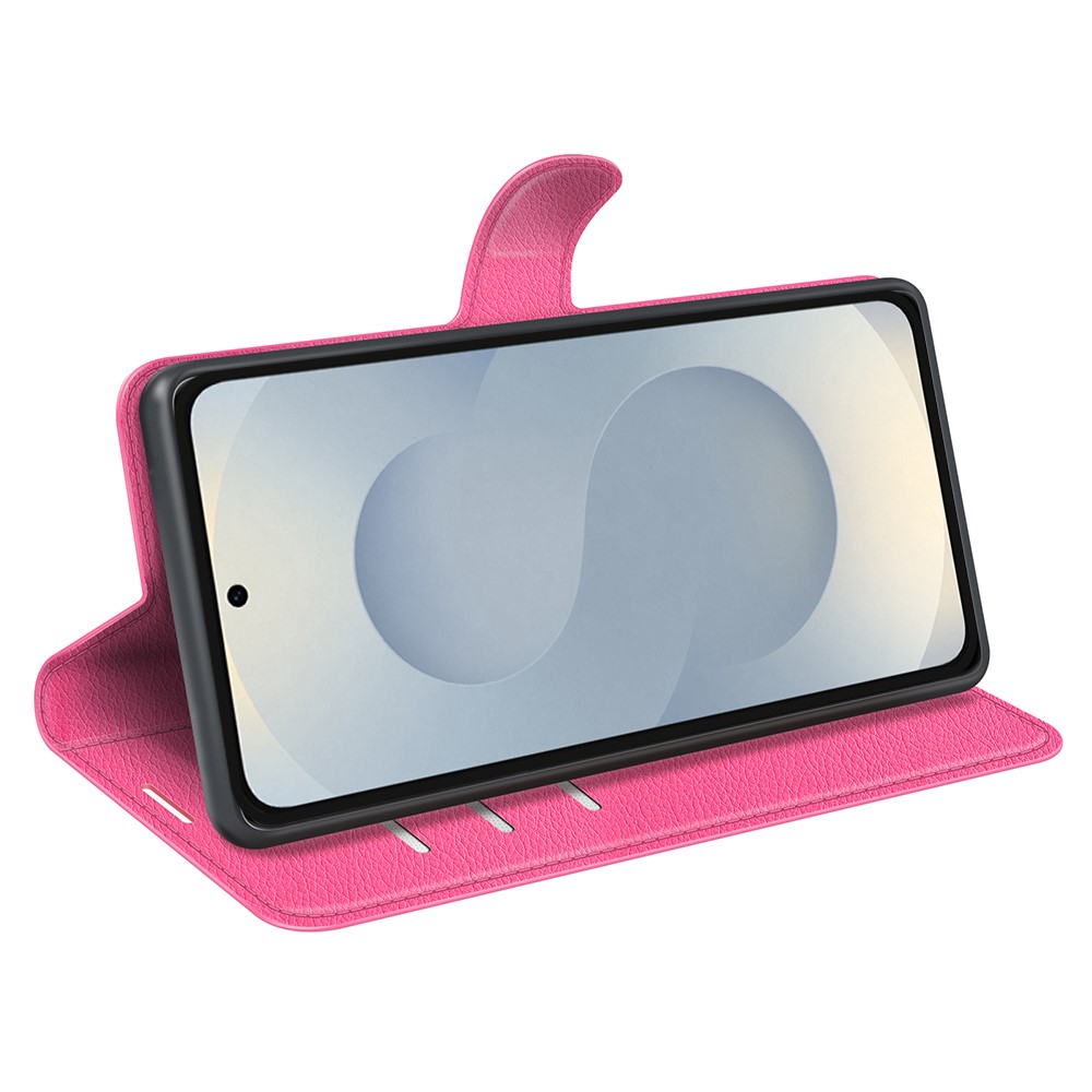  Samsung Galaxy S25 Edge Fodral Litchi Läder Rosa - Teknikhallen.se