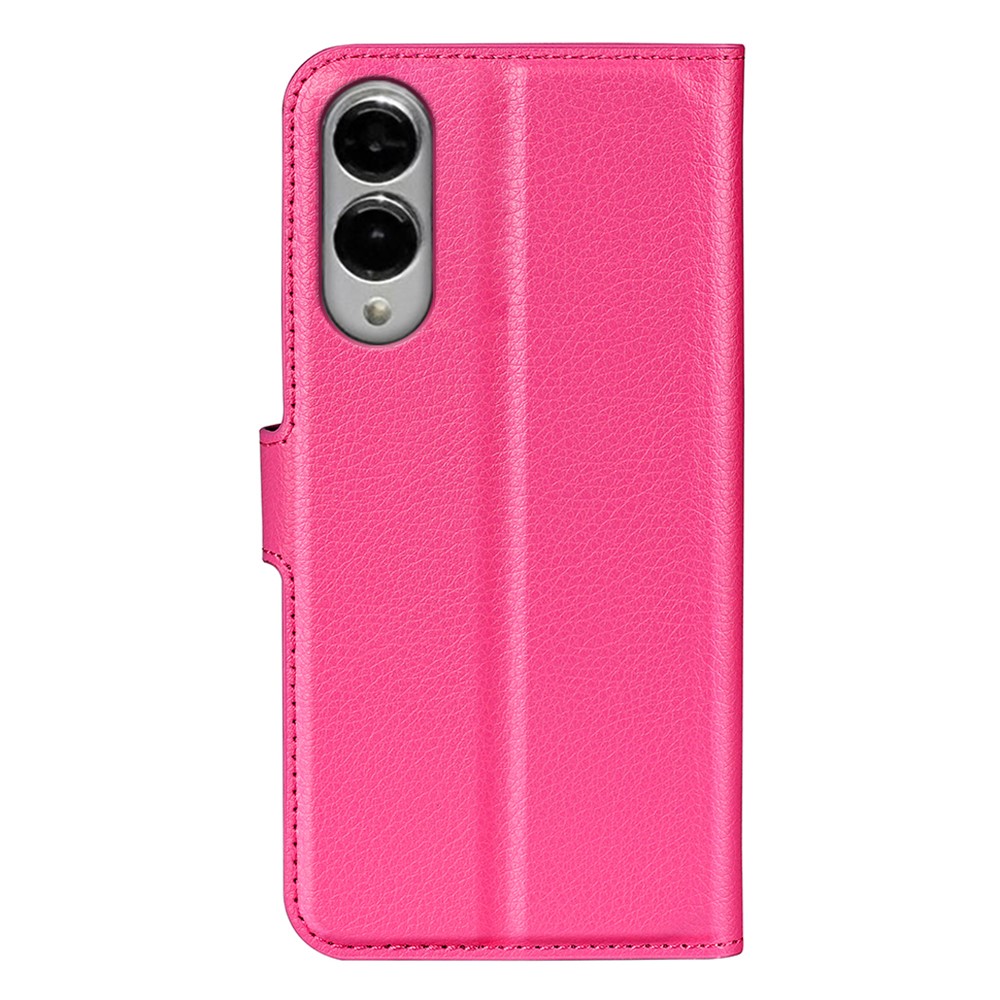  Samsung Galaxy S25 Edge Fodral Litchi Läder Rosa - Teknikhallen.se